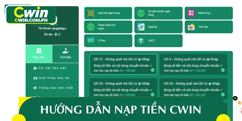 Chi tiết hướng dẫn thực hiện nạp tiền cho người mới